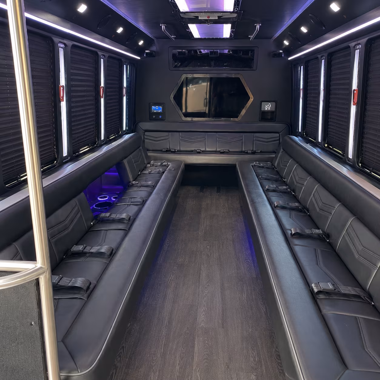 mansfield 18 passenger party bus interior