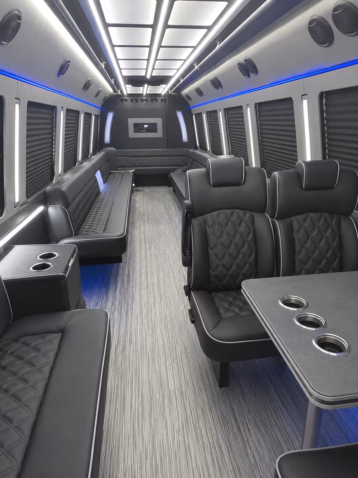 mansfield 25 passenger party bus inside
