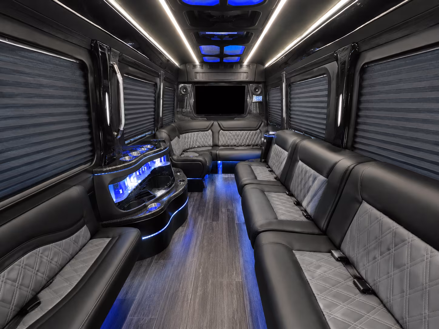 mansfield 25 passenger party bus interior