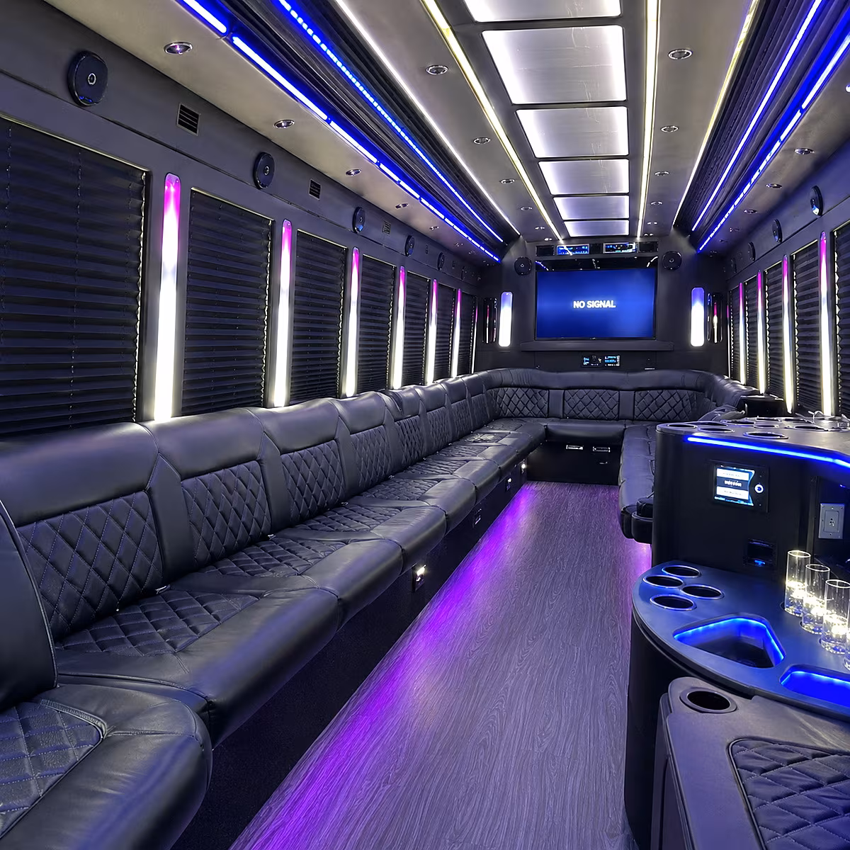mansfield 30 passenger party bus inside