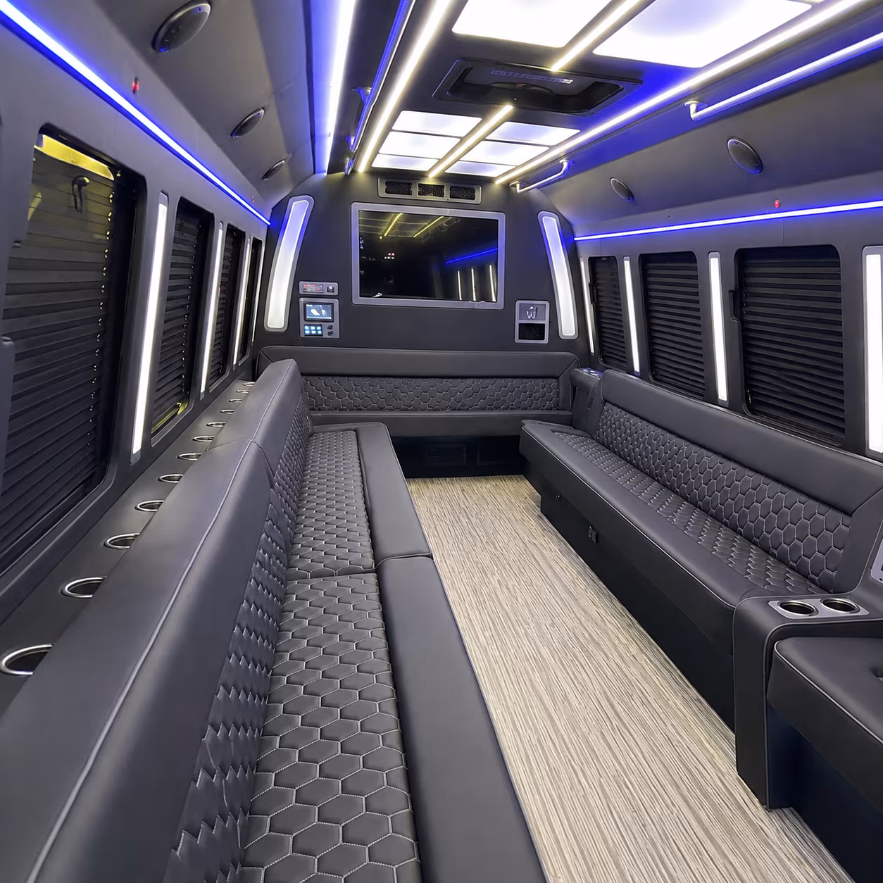 mansfield 40 passenger party bus inside